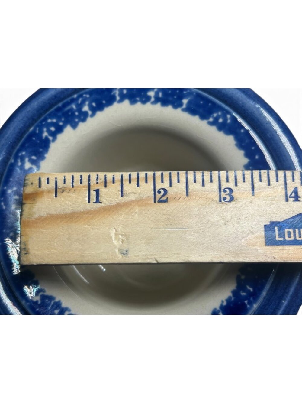 Brinker Dip Crock Old Saybrook Connecticut Lighthouse Blue Stoneware 2 Piece Set - Picture 9 of 9